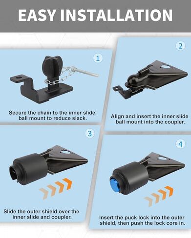 Trailer Lock Fits 2-5/16 lnch Couplers, Heavy-Duty Steel Coupler Lock with Waterproof Shield, Anti-Theft & Anti-Corrosion for RV, Pickup, Boat, Cargo in Saudi Arabia