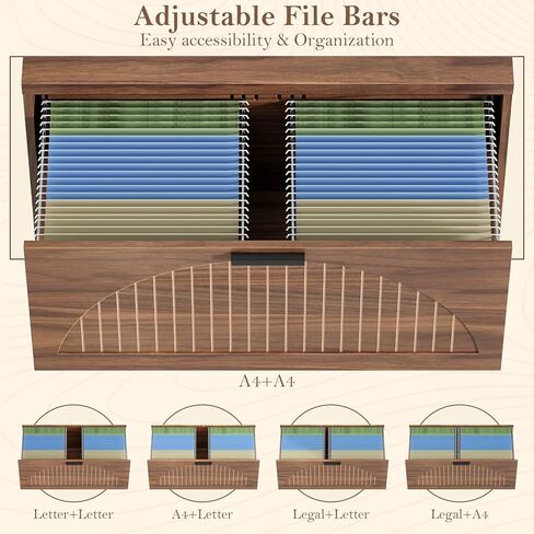 خزانة الملفات الجانبية ذات درجين مع محطة شحن للملفات المعلقة بحجم قانوني/حرف/A4، خزانات تخزين الملفات الكبيرة الحديثة المخددة، حامل الطابعة للمكتب المنزلي، خشب الجوز in Kuwait