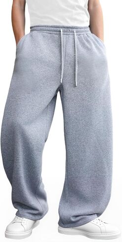 Men’s Baggy Sweatpants Wide-Leg, Elastic Drawstring Waist Casual Lounge Joggers with Deep Pockets and Cozy Fleece in Saudi Arabia