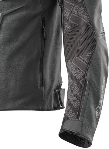 KTM Helical Leather Jacket, Motorcycle Riding Jacket with Shoulder Protection, Gray and Orange in Saudi Arabia