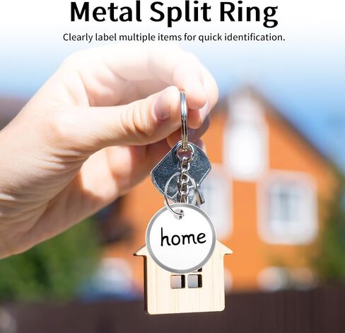 12 حزمة من علامات المفاتيح مقاس 1 بوصة - علامات سلسلة مفاتيح مستديرة، ملصقات ورقية بيضاء قابلة للكتابة مع حواف معدنية وحلقات مقسمة، معرفات عناصر رئيسية قوية وخفيفة الوزن in Kuwait