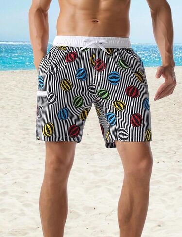 Men's Swim Trunks Water Sport Printed Lightweight Quick Dry Drawsting with Mesh Liner in Saudi Arabia