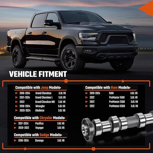 5048029AD 3.6L عمود الحدبات العادم الجانب الأيسر مناسب لكرايسلر، مناسب لدودج، مناسب لسيارة جيب رانجلر جراند شيروكي، مناسب لرام 1500 3.6L V6 2016-2024، استبدل 5048029AA 5048029AB 5048029AC 05048029AD in Kuwait