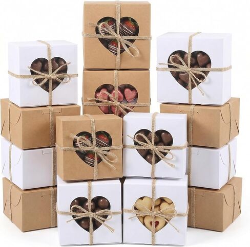 علب هدايا كب كيك مقاس 4 × 4 × 2.5 بوصة من VGoodall، 14 قطعة حامل كب كيك مع حاويات كعك المعجنات النافذة لتغليف مخبز عيد الشكر في الخريف in Kuwait