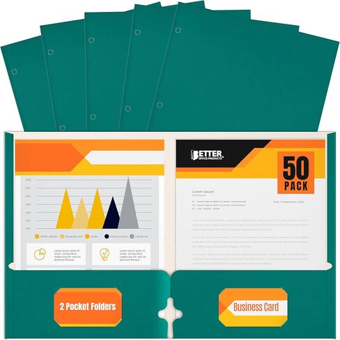 Better Office Products Two Pocket Portfolio Folders, 50-Pack, Dark Yellow, Letter Size Paper Folders, 50 Pieces, Dark Yellow in Saudi Arabia