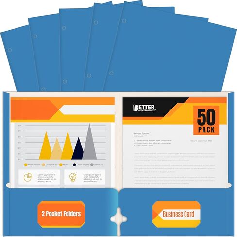 Better Office Products Two Pocket Portfolio Folders, 50-Pack, Dark Yellow, Letter Size Paper Folders, 50 Pieces, Dark Yellow in Saudi Arabia