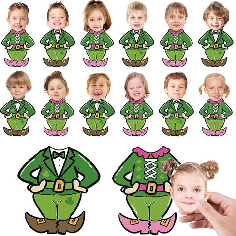 WorldBazaar St. Patrick's Day Leprechaun Costume Cutouts for Photos 50 PCS DIY Leprechaun Bulletin Board Decorations March Shamrock Green Irish Classroom Party Wall Decor in Saudi Arabia