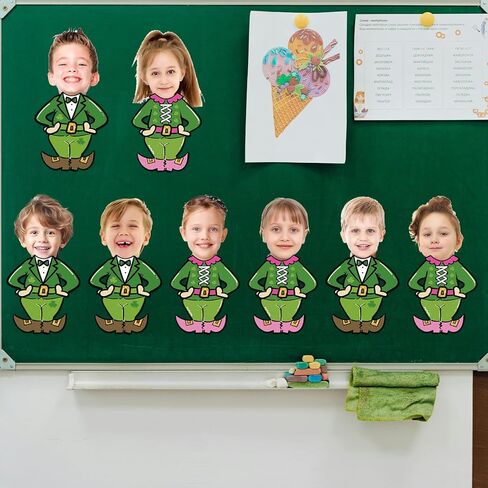 WorldBazaar St. Patrick's Day Leprechaun Costume Cutouts for Photos 50 PCS DIY Leprechaun Bulletin Board Decorations March Shamrock Green Irish Classroom Party Wall Decor in Saudi Arabia
