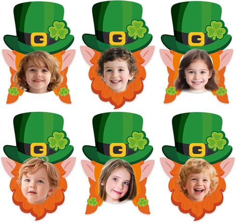 50Pcs St. Patrick's Day DIY Cutouts, March Leprechaun Suit and Dress Paper Cutting Green Irish Bulletin Board Decor with DIY Photo Space for Classroom Party Wall Decor in Kuwait