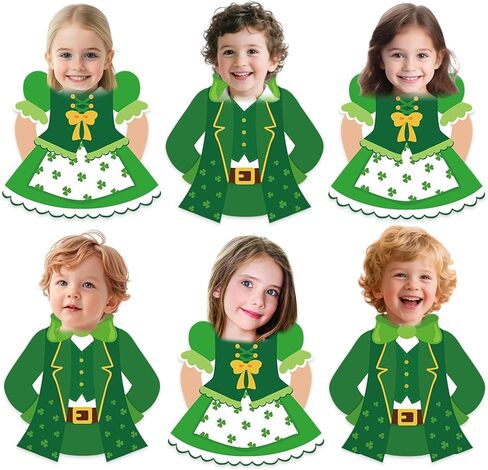 50Pcs St. Patrick's Day DIY Cutouts, March Leprechaun Suit and Dress Paper Cutting Green Irish Bulletin Board Decor with DIY Photo Space for Classroom Party Wall Decor in Saudi Arabia