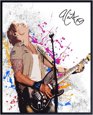 ملصق Keith Urban w/Guitar، مقاس 8x10 - ديكور فني للحائط، ديكور لغرفة النوم، غرفة المعيشة - هدية أصلية فريدة رائعة للفتيات والمراهقات والنساء والصديقات وموسيقى الريف ومشجعي ناشفيل - بدون إطار in Saudi Arabia