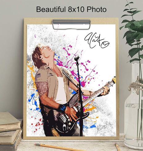 ملصق Keith Urban w/Guitar، مقاس 8x10 - ديكور فني للحائط، ديكور لغرفة النوم، غرفة المعيشة - هدية أصلية فريدة رائعة للفتيات والمراهقات والنساء والصديقات وموسيقى الريف ومشجعي ناشفيل - بدون إطار in Saudi Arabia