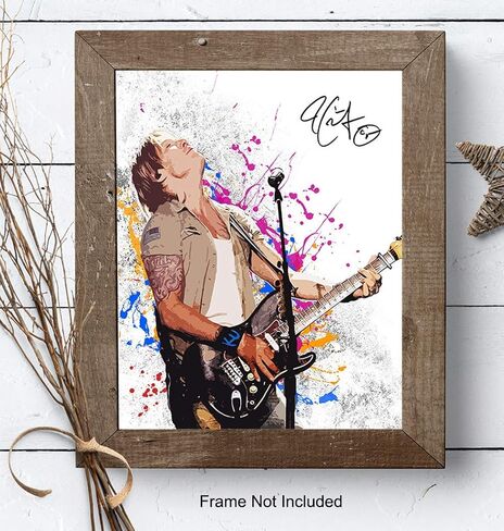 ملصق Keith Urban w/Guitar، مقاس 8x10 - ديكور فني للحائط، ديكور لغرفة النوم، غرفة المعيشة - هدية أصلية فريدة رائعة للفتيات والمراهقات والنساء والصديقات وموسيقى الريف ومشجعي ناشفيل - بدون إطار in Saudi Arabia