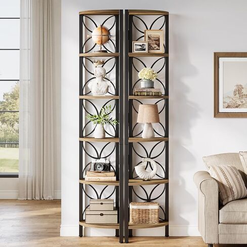 Tribesigns 6-Tier Corner Shelf، الصناعية 70.9 "رف الزاوية ريفي عرض الرف لغرفة المعيشة، وحدة رفوف خشبية حامل النبات رف تخزين لغرفة النوم والحمام والمطبخ in Kuwait
