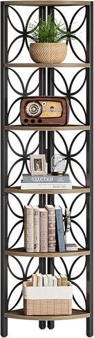 Tribesigns 6-Tier Corner Shelf، الصناعية 70.9 "رف الزاوية ريفي عرض الرف لغرفة المعيشة، وحدة رفوف خشبية حامل النبات رف تخزين لغرفة النوم والحمام والمطبخ in Kuwait