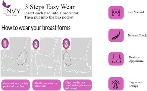 ENVY BODY SHOP Silicone Breast Form Mastectomy Cancer Surgery Recovery L-shaped in Saudi Arabia