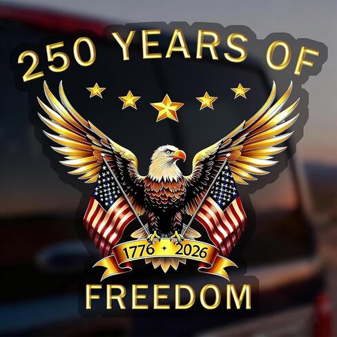 قطعتان من ملصقات الذكرى السنوية الـ 250 للولايات المتحدة الأمريكية، ملصقات فينيل مقاومة للماء للأشعة فوق البنفسجية، باتريوت إيجل أوف ليبرتي 1776 2026، شاحنة ممتص الصدمات لنافذة السيارة SUV، هدايا عيد الاستقلال in Kuwait