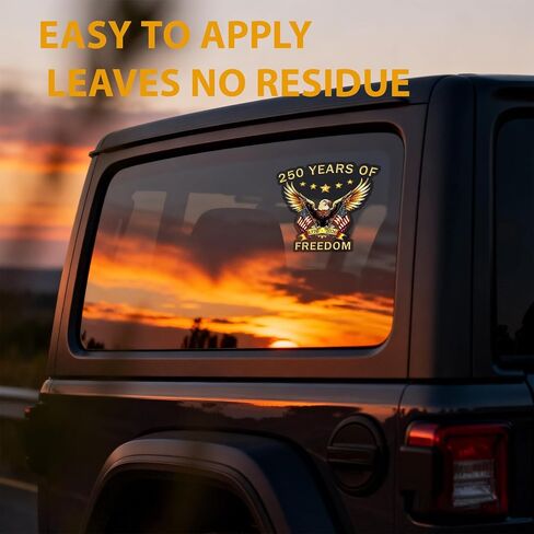 قطعتان من ملصقات الذكرى السنوية الـ 250 للولايات المتحدة الأمريكية، ملصقات فينيل مقاومة للماء للأشعة فوق البنفسجية، باتريوت إيجل أوف ليبرتي 1776 2026، شاحنة ممتص الصدمات لنافذة السيارة SUV، هدايا عيد الاستقلال in Kuwait