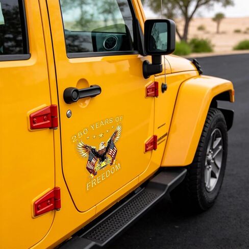 قطعتان من ملصقات الذكرى السنوية الـ 250 للولايات المتحدة الأمريكية، ملصقات فينيل مقاومة للماء للأشعة فوق البنفسجية، باتريوت إيجل أوف ليبرتي 1776 2026، شاحنة ممتص الصدمات لنافذة السيارة SUV، هدايا عيد الاستقلال in Kuwait