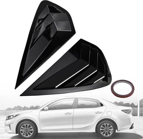 Sporacingrts قطعتان من فتحات النوافذ الخلفية المتوافقة مع Kia Forte (2019-2024) - أغطية فتحات تهوية ABS باللون الأسود اللامع - ملحق داخلي رياضي in Saudi Arabia