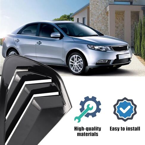 Sporacingrts قطعتان من فتحات النوافذ الخلفية المتوافقة مع Kia Forte (2019-2024) - أغطية فتحات تهوية ABS باللون الأسود اللامع - ملحق داخلي رياضي in Saudi Arabia