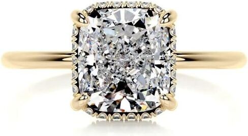 2CT-4CT وسادة قطع سوليتير المخفية هالة خاتم الخطوبة اليدوية خاتم الزواج للنساء الذكرى وعد الهدايا لها مويسانيتي in Kuwait