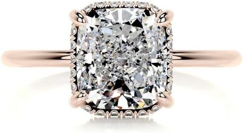 2CT-4CT Cushion Cut Solitaire Hidden Halo Engagement Ring Handmade Wedding Ring for Women Anniversary Promise Gifts for Her Moissanite in Kuwait