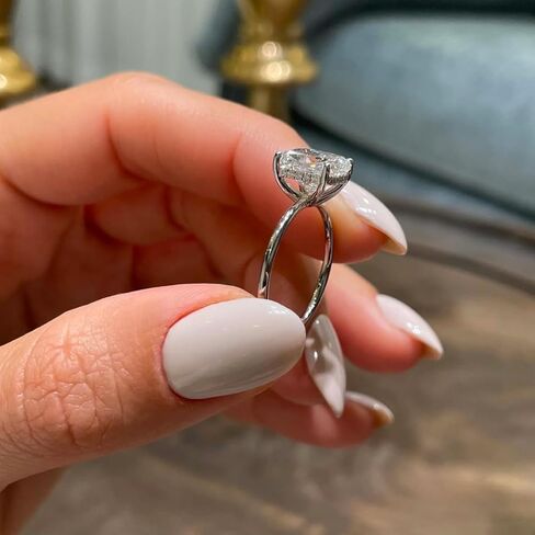 2CT-4CT وسادة قطع سوليتير المخفية هالة خاتم الخطوبة اليدوية خاتم الزواج للنساء الذكرى وعد الهدايا لها مويسانيتي in Kuwait