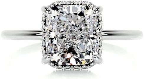 2CT-4CT وسادة قطع سوليتير المخفية هالة خاتم الخطوبة اليدوية خاتم الزواج للنساء الذكرى وعد الهدايا لها مويسانيتي in Kuwait