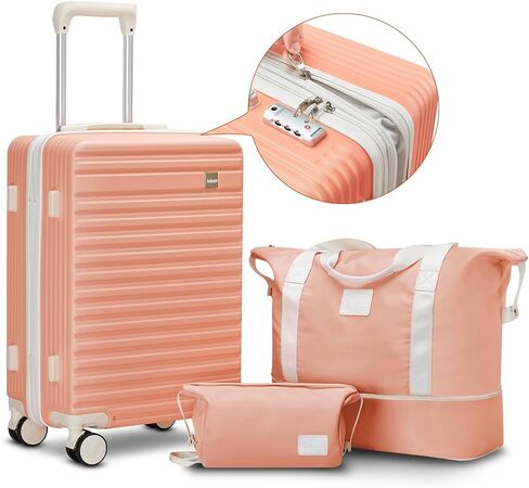 imiomo Carry on Luggage Sets,24 Inch Expandable Carry-on Suitcase with Spinner Wheels,Hard Shell Lightweight Rolling Travel Luggage with TSA Lock(White) in Kuwait