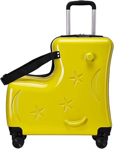 Large Capacity Carry-On Luggage with Casters, Impact Resistant Rolling Children Travel Suitcase with Seat and Safety Belt, Carry-on Luggage with 4 Spinner Wheels (Pink) in Saudi Arabia