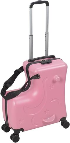 Large Capacity Carry-On Luggage with Casters, Impact Resistant Rolling Children Travel Suitcase with Seat and Safety Belt, Carry-on Luggage with 4 Spinner Wheels (Pink) in Saudi Arabia