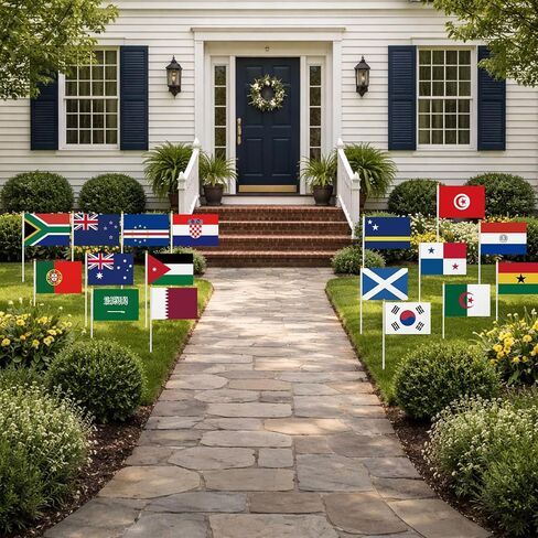 زينة كأس العالم لكرة القدم 2026 من بروبسين، أعلام لاصقة، 42 دولة، أعلام صغيرة محمولة باليد، ديكورات حفلات كأس العالم لكرة القدم للمدرسة، المكتب، المكتب، أحداث الألعاب الرياضية، البار in Kuwait