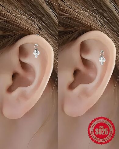 925 الفضة الاسترليني اللولب ثقب المجوهرات استرخى الزنمة القرط، AAAAA زركونيا، 1PC 16GA 1.2mm مترابطة داخليا حلق الغضروف الخلفي المسطح للنساء إلى الأمام محارة Daith مسمار الأذن حلقة الهدايا in Kuwait