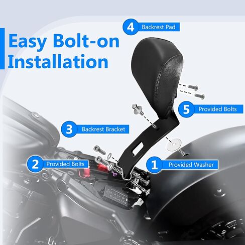لملحقات مقعد Bobber Solo لعام 2025، حزم مسند ظهر السائق المبطنة مع وصلة نقل مشقوقة بفتحة واحدة وغطاء دواسة فرامل أكبر ممتدة من الكروم in Saudi Arabia