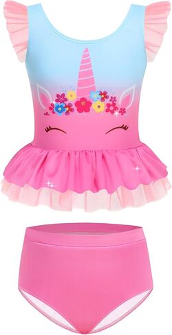 Girls Swimsuit Two Pieces Bathing Suits Colorful Cute Kids Tankini Princess Beach Swimwear 2-10 Years in Saudi Arabia