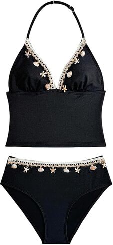 SweatyRocks Girl's Two Piece Tankini Swimsuit Shell Starfish Halter Bathing Suit Swimwear in Saudi Arabia