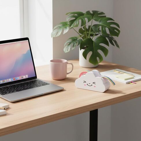 White Tape Desk Dispenser Cute Tape Dispenser Cloud Tape Cutter with Rainbow Novelty Tape Dispenser Holder for Home School Office Stationary Packaging Wrapping Tape Dispensers Craft Supplies in Saudi Arabia