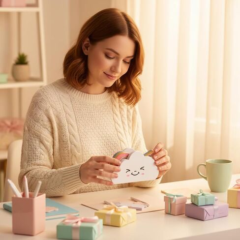 White Tape Desk Dispenser Cute Tape Dispenser Cloud Tape Cutter with Rainbow Novelty Tape Dispenser Holder for Home School Office Stationary Packaging Wrapping Tape Dispensers Craft Supplies in Saudi Arabia