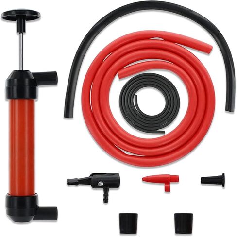 Multi-Use Siphon Fuel Transfer Pump Kit, Portable Hand Fluid Transfer Pump, Universal Automotive Oil Extractor Accessories for Gas, Water, and Liquids (Red) in Saudi Arabia