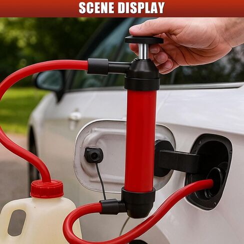 Multi-Use Siphon Fuel Transfer Pump Kit, Portable Hand Fluid Transfer Pump, Universal Automotive Oil Extractor Accessories for Gas, Water, and Liquids (Red) in Saudi Arabia