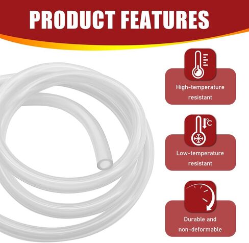 Fuel Line Hose, ID 5mm x OD 8mm Gas Tube Fuel Hose, Flexible Rubber Tubing Carburetor Fuel Vent Line, Professional Petrol Pipe Replacement for Motorcycle Petrol Diesel System (White) in Kuwait