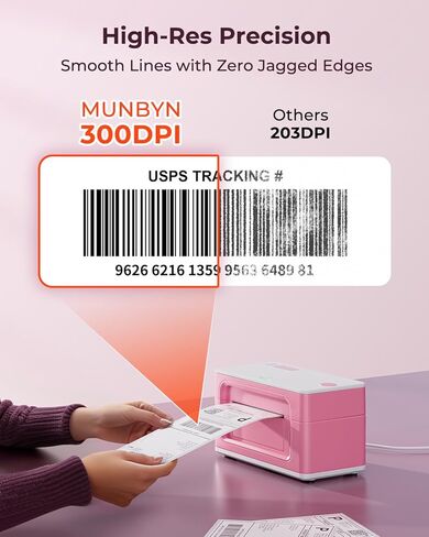 MUNBYN Bluetooth Thermal Label Printer 941B+Pink Shipping Labels+Purple Label Holder+Shipping Scale, Accurate 66lb/0.1oz Postal Scale with Sweet Pink Style in Saudi Arabia