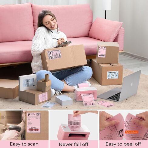 MUNBYN Bluetooth Thermal Label Printer 941B+Pink Shipping Labels+Purple Label Holder+Shipping Scale, Accurate 66lb/0.1oz Postal Scale with Sweet Pink Style in Saudi Arabia
