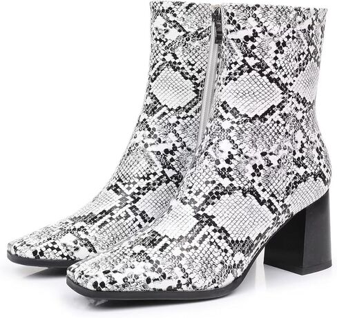 Women's Ankle Boots Square Toe Chunky Block Heel Short Boots for Women Low Heeled Booties with Side Zipper in Saudi Arabia