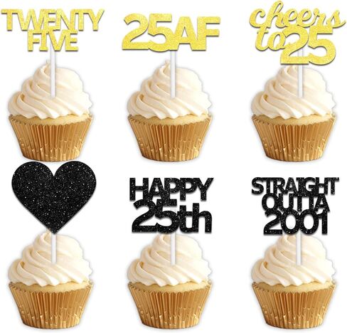 18pcs Black Gold Glitter Dessert Cupcake Pick for Straight Outta 1973 Cheer to 51 Years Old Theme Decor Supplies Happy 51st Birthday Party Decoration in Kuwait