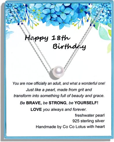 هدايا عيد الميلاد الثامن عشر للفتيات، قلادة لؤلؤ واحدة مصنوعة من لؤلؤ المياه العذبة المزروعة 6 مم وسلسلة كابل قابلة للتعديل من الفضة الإسترلينية، هدايا للفتيات المراهقات in Kuwait