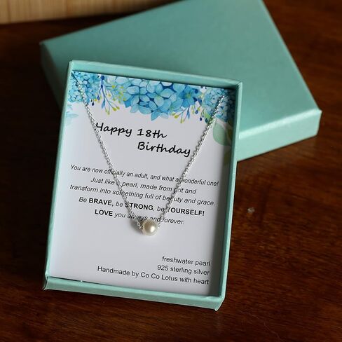 هدايا عيد الميلاد الثامن عشر للفتيات، قلادة لؤلؤ واحدة مصنوعة من لؤلؤ المياه العذبة المزروعة 6 مم وسلسلة كابل قابلة للتعديل من الفضة الإسترلينية، هدايا للفتيات المراهقات in Kuwait