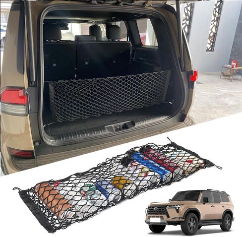 Rear Trunk Envelope Mesh Cargo Net Suitable for 2024 2025 2026 Lexus GX550 GX 550h J250 Baby Land Cruiser Overtrail Rear Trunk Mesh Cargo Storage Net Bag Modification The GX Accessories in Saudi Arabia