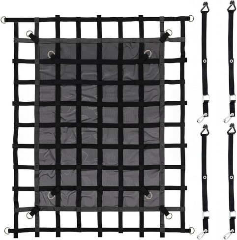 Cargo Net for Pickup Truck Bed, 4.8' x 6' Truck Bed Net, Heavy Duty Pickup Cargo Nets Safety Mesh Net with Cam Buckles & S-Hooks & Cross Straps in Kuwait